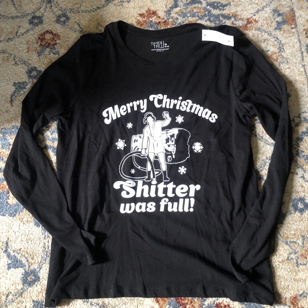 National Lampoon Christmas Vacation -"S****** Was Full" Black Tee Women’s Medium